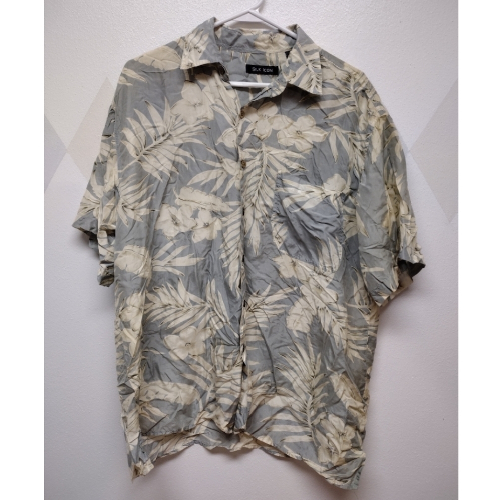Silk Icon 100% silk single pocket Hawaiian shirt
